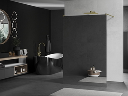 Mexen Kioto samostatne stojaca sprchová stena 130 x 200 cm, zrkadlo 8 mm, zlatá kefovaná - 800-130-002-55-50