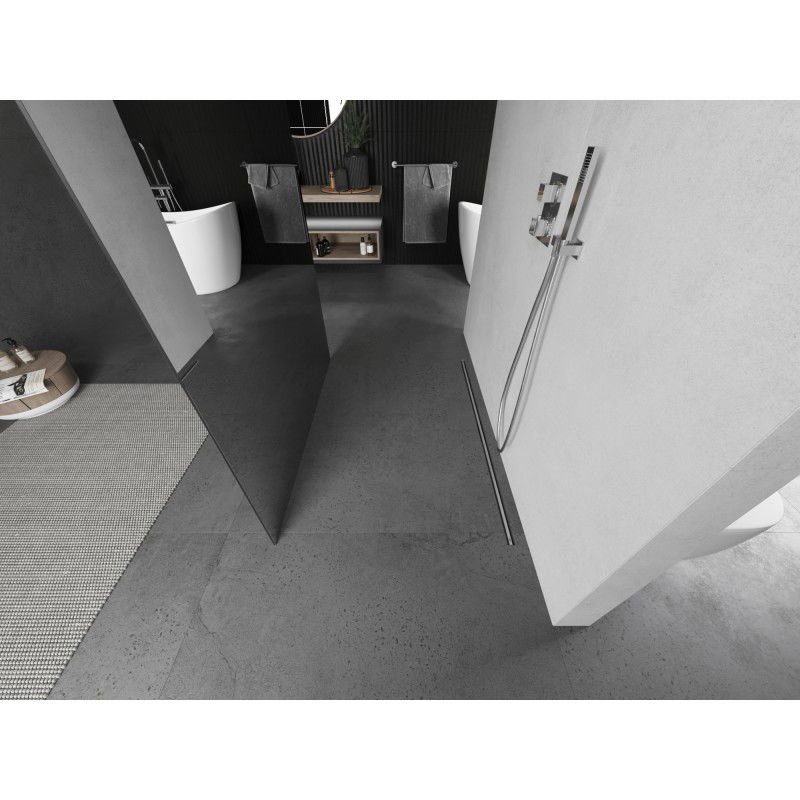 Mexen Kioto sprchová stena voľne stojaca 140 x 200 cm, zrkadlo 8 mm, kartáčovaný nikel - 800-140-002-97-50