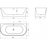 Mexen Oval vaňa voľne stojaca priemyselná 180 x 80 cm, biela, odtok chróm - 52671808000-01