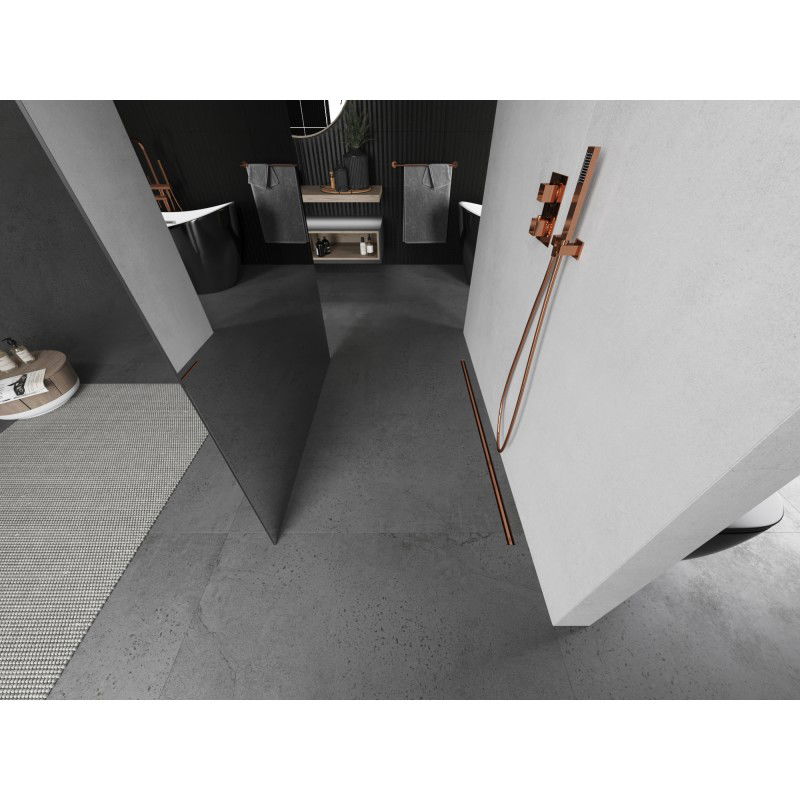 Mexen Kioto samostatne stojaca sprchová stena 110 x 200 cm, zrkadlo 8 mm, leštená meď - 800-110-002-65-50