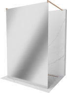 Mexen Kioto voľne stojaca sprchová priečka 130 x 200 cm, zrkadlové sklo 8 mm, brúsená meď - 800-130-002-65-50