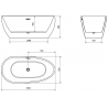 Mexen Eos vaňa voľne stojaca 150 x 75 cm, biela, prepad biely - 52471507500-20