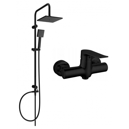 Mexen Tord nadstavbová sprchová súprava s hlavovou sprchou a sprchovou batériou Pecos, čierna - 72740200-70