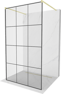 Mexen Kioto voľne stojaca sprchová stena 110 x 200 cm, čierny vzor 8 mm, zlatá brúsená - 800-110-002-55-77