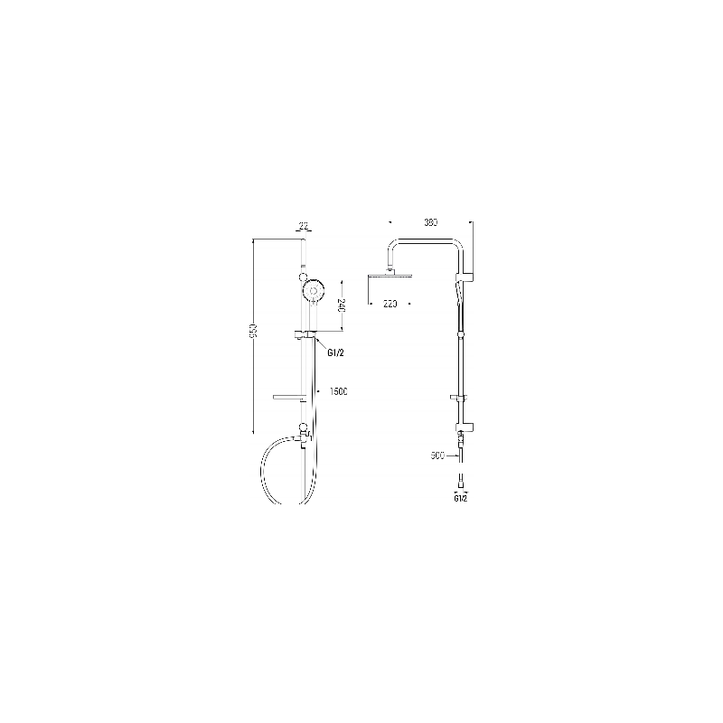 Mexen Carl nástenná sprchová sada s dažďovou sprchou a sprchovou batériou Pecos, čierna - 72740240-70