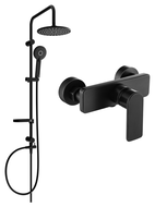 Mexen Carl nástenný sprchový set s dažďovou sprchou a sprchovou batériou Cetus, čierny - 744340240-70