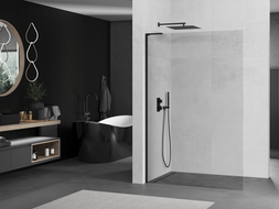 Mexen Kioto L sprchová príčka Walk-in 105 x 200 cm, transparentná, čierna - 800-105-103-70-00