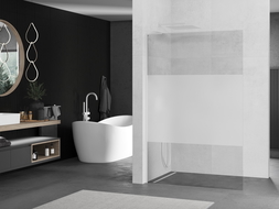 Mexen Kioto L sprchová stena Walk-in 90 x 200 cm, transparentná/matná, biela - 800-090-103-20-35