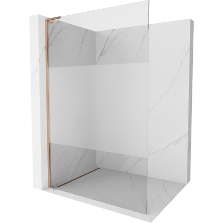 Mexen Kioto L sprchová stena Walk-in 120 x 200 cm, transparentná/mrazená, brúsená meď - 800-120-103-65-35