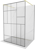 Mexen Kioto voľne stojaca sprchová stena 100 x 200 cm, čierny vzor 8 mm, zlaté brushed - 800-100-002-55-78