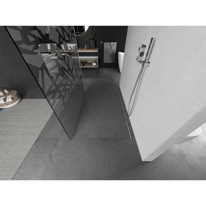 Mexen Kioto samostatná sprchová stena 130 x 200 cm, biely vzor 8 mm, brúsený nikel - 800-130-002-97-85