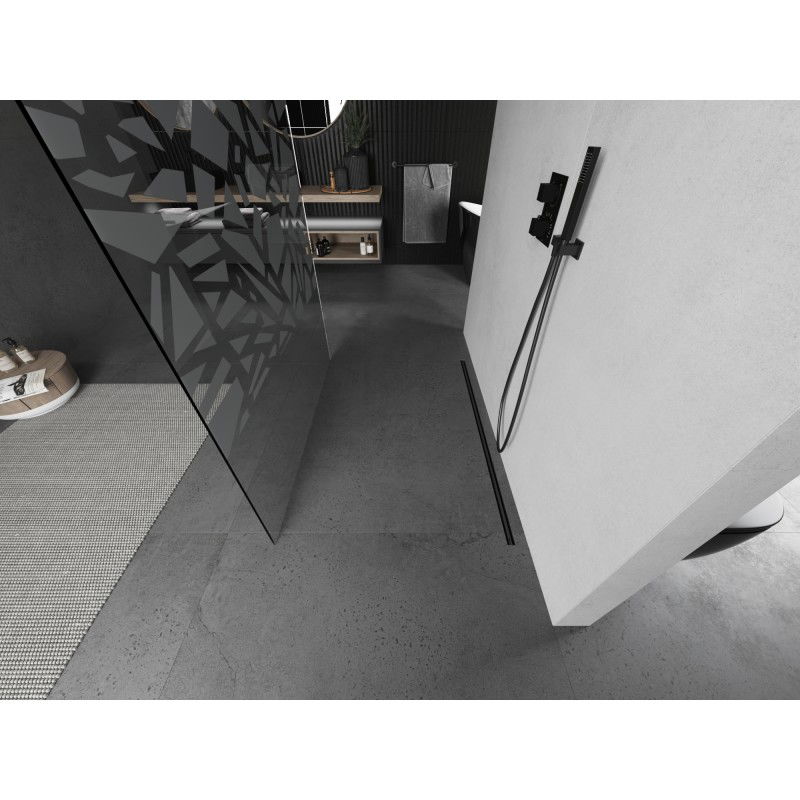 Mexen Kioto samostatne stojaca sprchová stena 120 x 200 cm, biely vzor 8 mm, kartáčovaná gun gray - 800-120-002-66-85