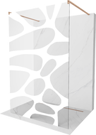 Mexen Kioto voľne stojaca sprchová zástena 100 x 200 cm, biela vzor 8 mm, brúsená meď - 800-100-002-65-97
