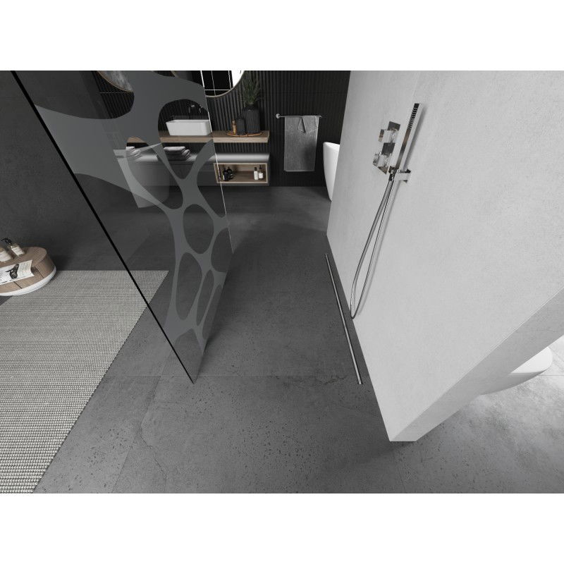 Mexen Kioto Samostatne stojaca sprchová stena 100 x 200 cm, biela vlna 8 mm, kartáčovaný nikel - 800-100-002-97-97