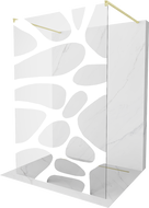 Mexen Kioto voľne stojaca sprchová stena 130 x 200 cm, biela vlna 8 mm, zlatá brúsená - 800-130-002-55-97