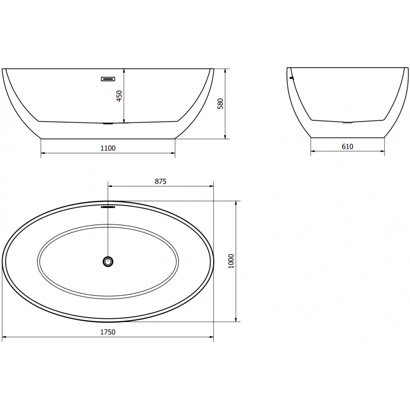 Mexen Nike voľne stojaca vaňa 175 x 100 cm, biela, prepad chróm - 54071751000-01