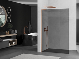 Mexen Kioto L sprchová stena Walk-in 100 x 200 cm, grafit, brúsená medi - 800-100-103-65-40