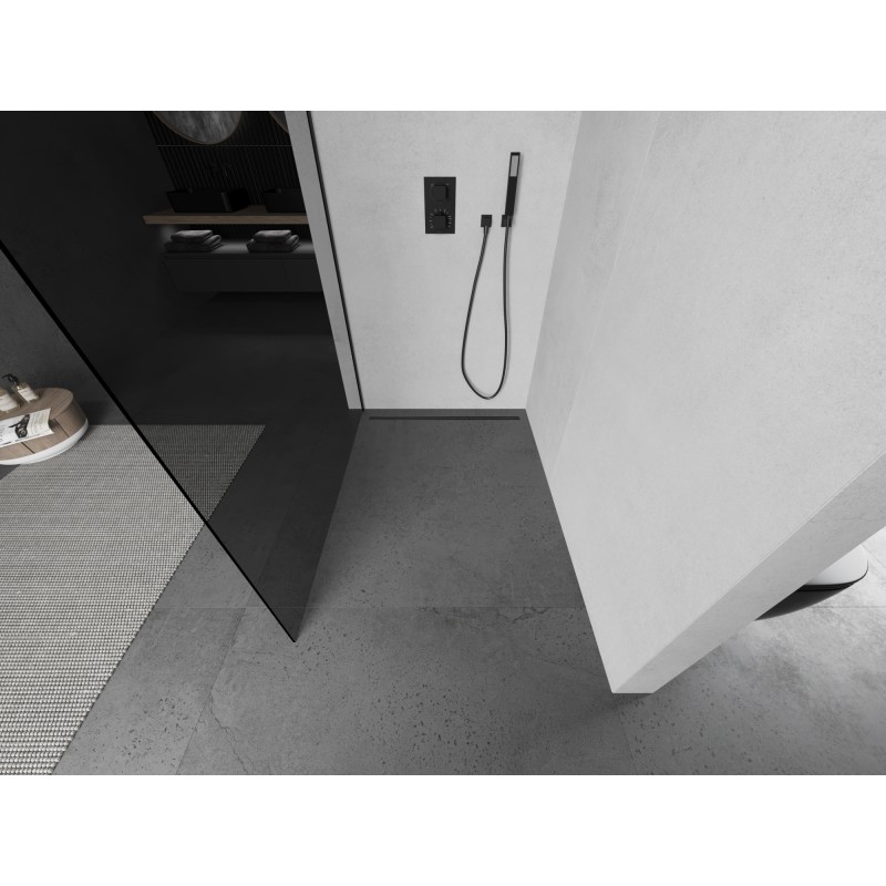 Mexen Kioto L sprchová stena Walk-in 70 x 200 cm, grafitová, čierna - 800-070-103-70-40