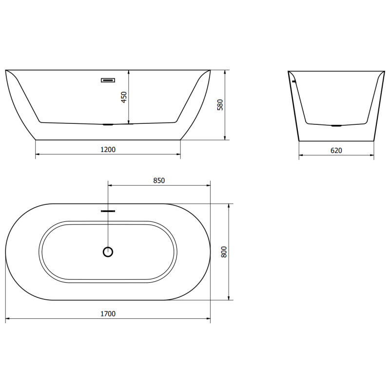 Mexen Roxy voľne stojaca vaňa 170 x 80 cm, biela, prepad zlatý kartáčovaný - 51201708000-55