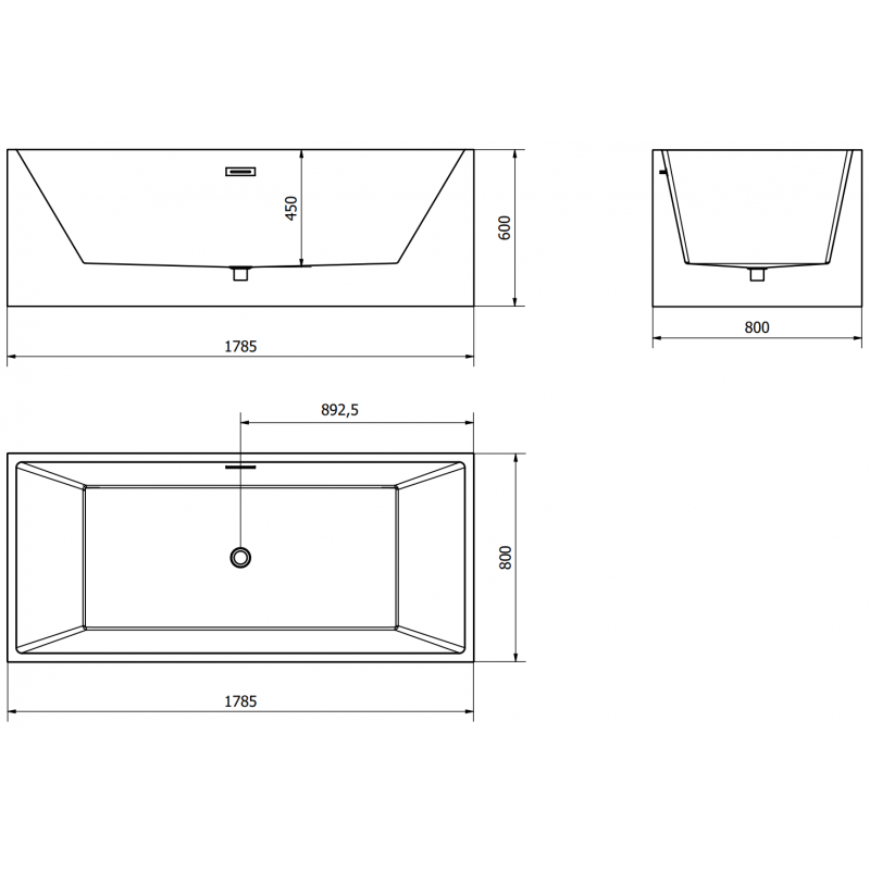 Mexen Vigo voľne stojaca vaňa 178,5 x 80 cm, biela, biely prepad - 51251788000-20