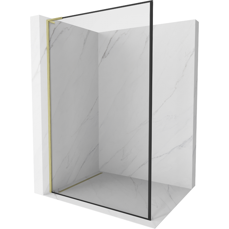 Mexen Kioto L sprchová stena Walk-in 90 x 200 cm, čierny vzor, zlatý kartáčovaný - 800-090-103-55-70