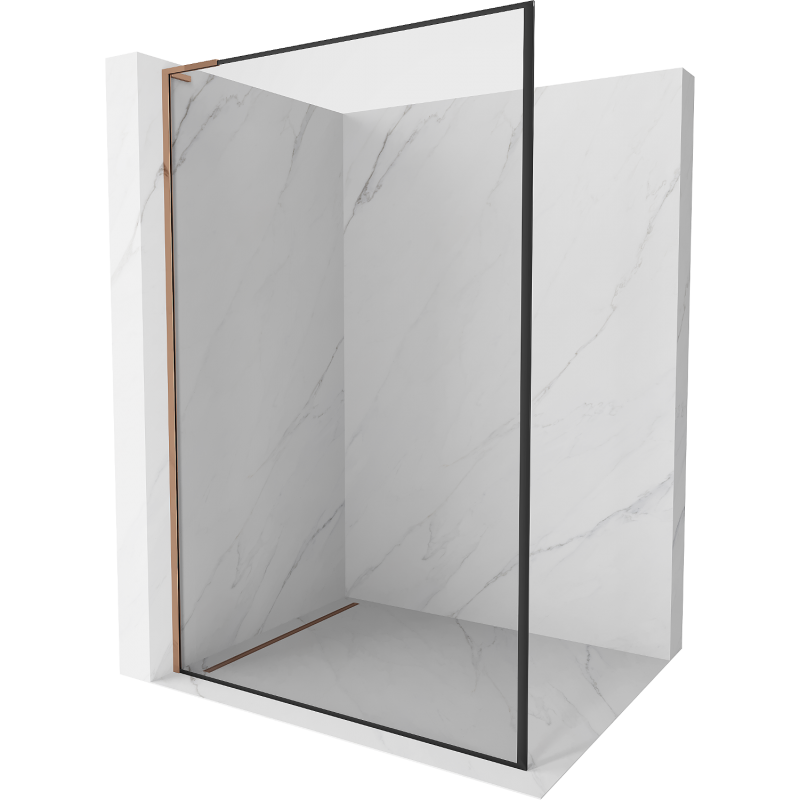 Mexen Kioto L sprchová zástena Walk-in 60 x 200 cm, čierny vzor, ružové zlato - 800-060-103-60-70