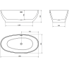 Mexen Bilbao voľne stojaca vaňa 180 x 90 cm, biela, prepad biely - 51311809000-20