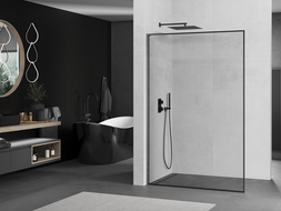 Mexen Kioto L sprchová stena Walk-in 120 x 200 cm, čierny vzor, gun gray brúsený - 800-120-103-66-70