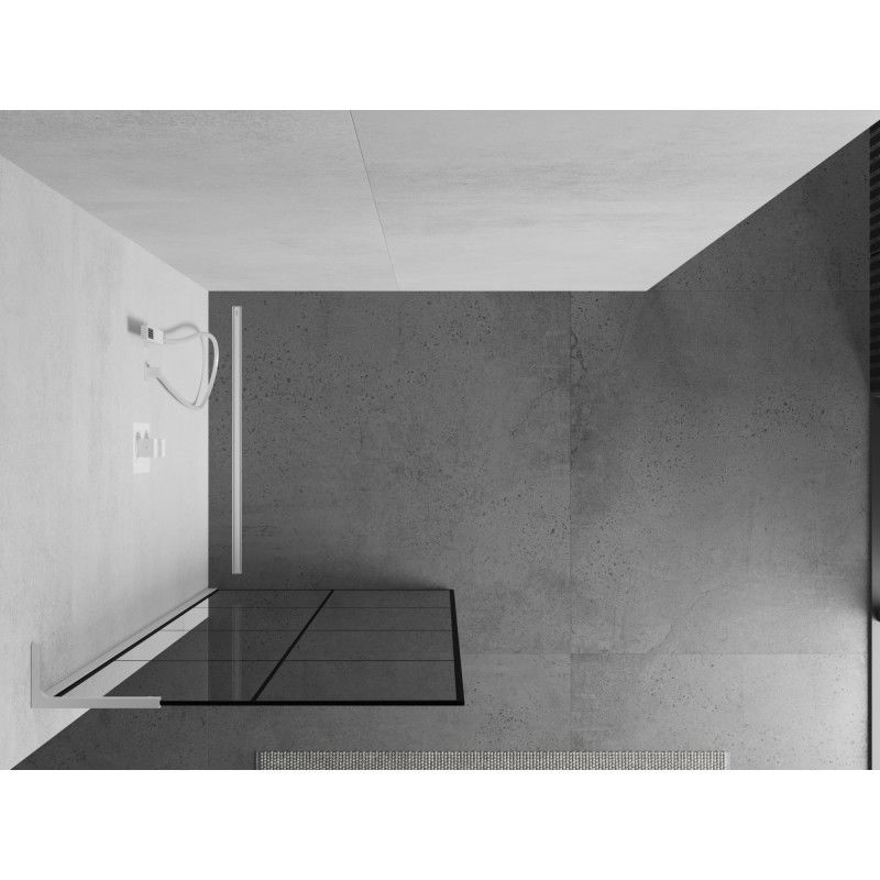 Mexen Kioto L sprchová stena Walk-in 80 x 200 cm, čierna mriežka, biela - 800-080-103-20-77