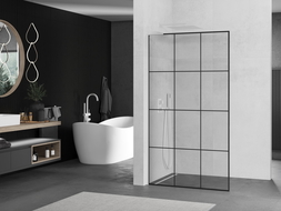 Mexen Kioto L sprchová stena Walk-in 100 x 200 cm, čierny vzor, biela - 800-100-103-20-77