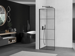 Mexen Kioto L sprchová zástěna Walk-in 90 x 200 cm, černý vzor, černá - 800-090-103-70-77