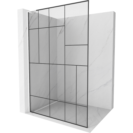 Mexen Kioto L sprchová zástena Walk-in 120 x 200 cm, čierny vzor, biela - 800-120-103-20-78