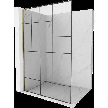 Mexen Kioto L sprchová zástena Walk-in 120 x 200 cm, čierny vzor, zlatá - 800-120-103-50-78