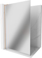 Mexen Kioto L sprchová stena Walk-in 100 x 200 cm, zrkadlo, kartáčovaná medená - 800-100-103-65-50