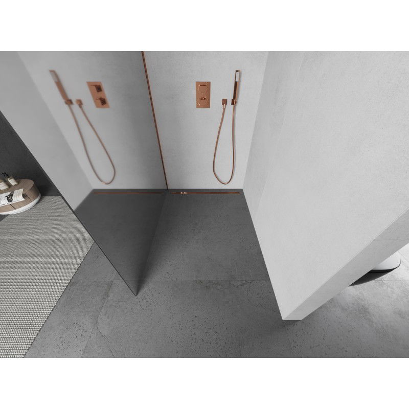 Mexen Kioto L sprchová stena Walk-in 110 x 200 cm, zrkadlo, ružové zlato - 800-110-103-60-50