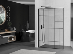 Mexen Kioto L sprchová stěna Walk-in 120 x 200 cm, černý vzor, černá - 800-120-103-70-78
