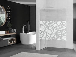 Mexen Kioto L sprchová zástena Walk-in 90 x 200 cm, biely vzor, biela - 800-090-103-20-85