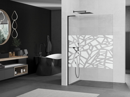 Mexen Kioto L sprchová stěna Walk-in 70 x 200 cm, bílý vzor, černá - 800-070-103-70-85