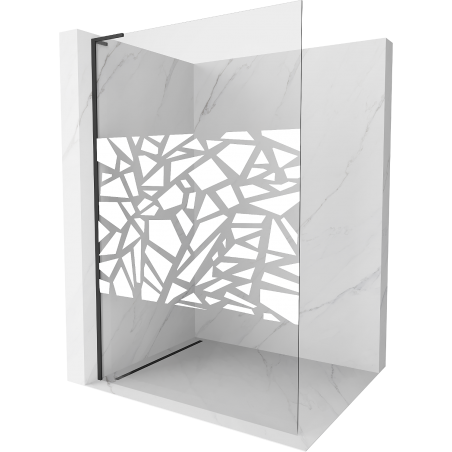 Mexen Kioto L sprchová stěna Walk-in 70 x 200 cm, bílý vzor, černá - 800-070-103-70-85