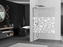 Mexen Kioto L sprchová stena Walk-in 70 x 200 cm, biele vzorovanie, gun gray leštené - 800-070-103-66-85