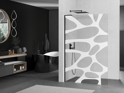 Mexen Kioto L sprchová stena Walk-in 100 x 200 cm, biely vzor, čierna - 800-100-103-70-97