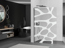 Mexen Kioto L sprchová zástěna Walk-in 90 x 200 cm, bílý vzor, černá - 800-090-103-70-97
