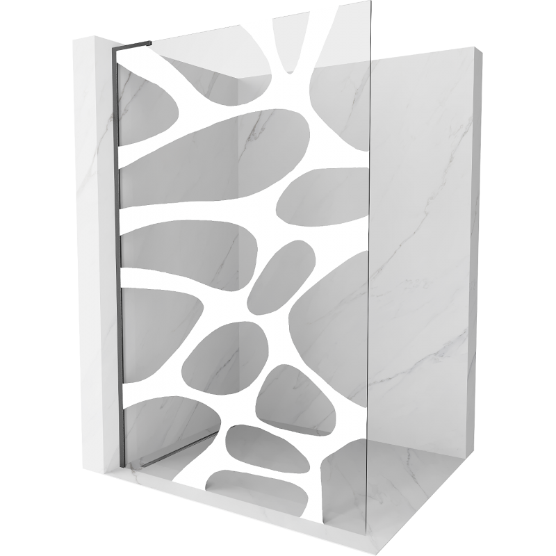 Mexen Kioto L sprchová stena Walk-in 100 x 200 cm, biely vzor, gun gray brúsený - 800-100-103-66-97