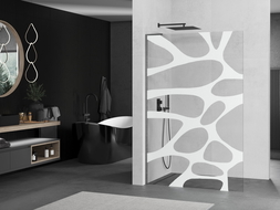Mexen Kioto L sprchová zástena Walk-in 90 x 200 cm, biely vzor, gun gray kartáčovaný - 800-090-103-66-97