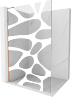 Mexen Kioto L sprchová stena Walk-in 100 x 200 cm, biely vzor, brúsená meď - 800-100-103-65-97
