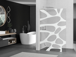 Mexen Kioto L sprchová zástena Walk-in 70 x 200 cm, biely vzor, brúsená nerez - 800-070-103-97-97