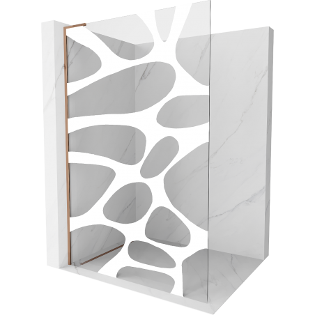 Mexen Kioto L priečka do sprchy Walk-in 100 x 200 cm, biely vzor, ružové zlato - 800-100-103-60-97