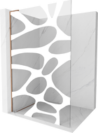 Mexen Kioto L priečka do sprchy Walk-in 100 x 200 cm, biely vzor, ružové zlato - 800-100-103-60-97