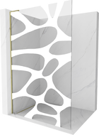 Mexen Kioto L sprchová zástena Walk-in 100 x 200 cm, biely vzor, zlatá - 800-100-103-50-97