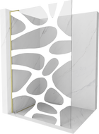 Mexen Kioto L sprchová zástena Walk-in 90 x 200 cm, biely vzor, zlatý brúsený - 800-090-103-55-97
